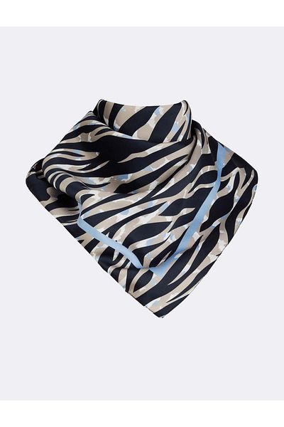 Jimmy Key Navy Blue Line Patterned Scarf