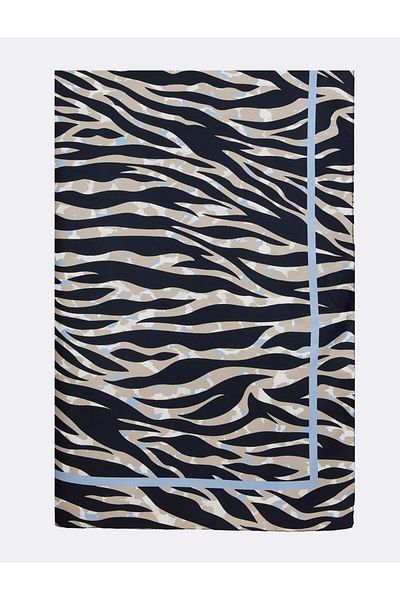 Jimmy Key Navy Blue Line Patterned Scarf