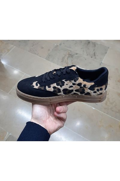 WHİTE LİNE Women's Orthopedic Rubber Sole Leopard Patterned Casual Sneaker Sports Shoes