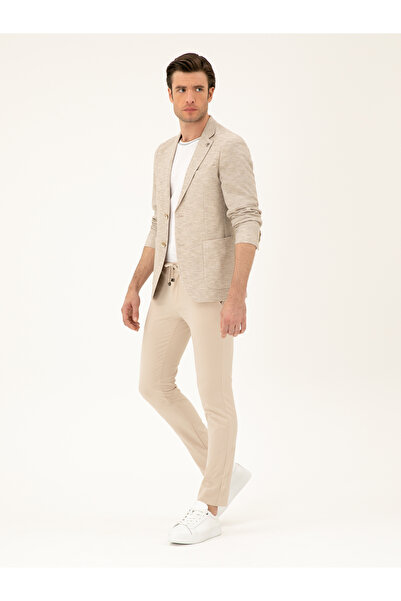 Cacharel Bej Slim Fit Beli Bağcıklı Pantolon 50293848-VR011