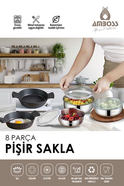 Amboss 8 Pieces Cookware Storage Saucepan & Stainless Steel Storage Container