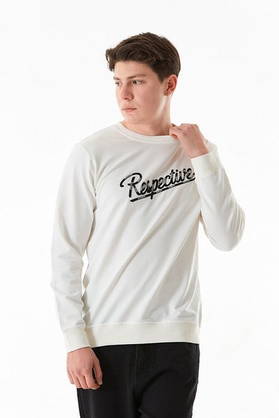 Fulla Moda Text Embroidered Crew Neck Sweatshirt