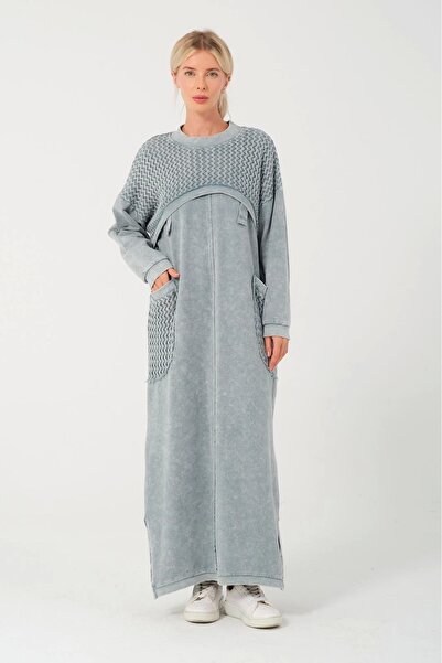 Butik Pamuklu Triko Detaylı Takım-Gri