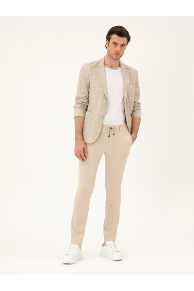 Cacharel Pantaloni bej slim fit cu șireturi în talie 50293848-VR011