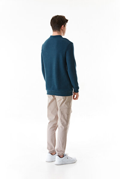 Fulla Moda Φούτερ με ριμπ πόλο με κουμπιά