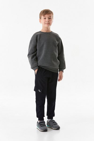 Fulla Moda Φούτερ Jogger Boy με φερμουάρ τσέπη με κορδόνια