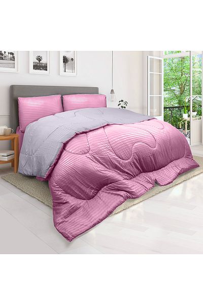 Hotel Linen Klub Stripe Reversible  Comforter Set- Ultra Soft  Microfiber Fabric, Soft Siliconized Fiber Filling