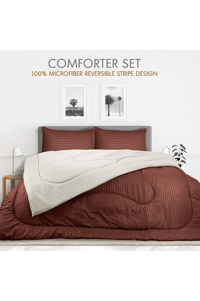 Hotel Linen Klub Stripe Reversible  Comforter Set- Ultra Soft  Microfiber Fabric, Soft Siliconized Fiber Filling