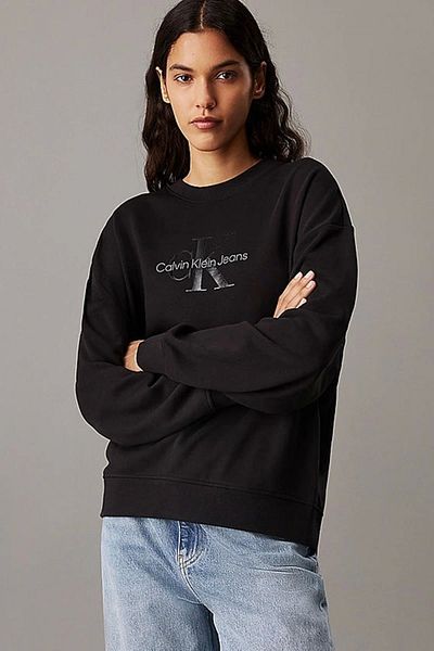 Calvin Klein Ck Jeans Glossy Monologo Regular Crewneck Sweatshirt pentru femei J20j224724-beh