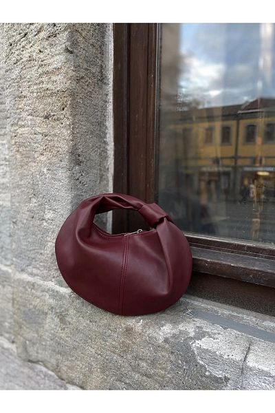 Gloria Burgundy Mini Women's Handbag - Knotted, Medium