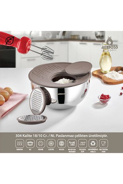 Amboss SATIN 5 PIECE 18-10 STAINLESS STEEL MIXING BOWL