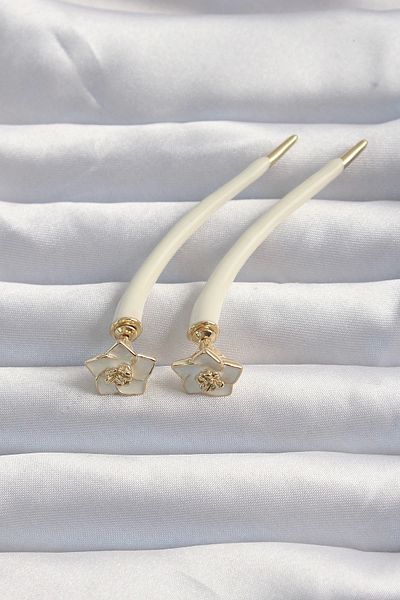 Clariss Brass Cream Color Botega Earrings