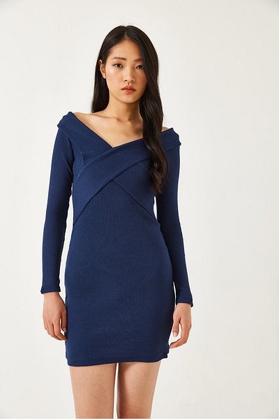 Bianco Lucci Langes Damenkleid mit Kreuzmuster 2448 60261203