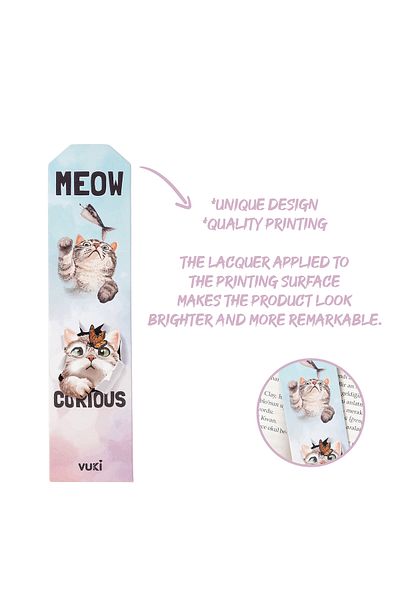 VUKİ Cat Patterned Paper Bookmark