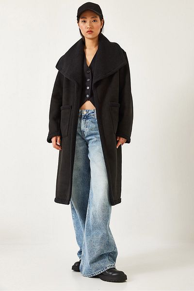 Bianco Lucci Women's Double Bag Pocket Inside Suede Coat 60261201