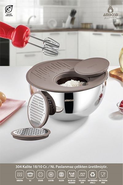 Amboss SATIN 5 PIECE 18-10 STAINLESS STEEL MIXING BOWL