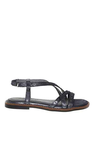 Hush Puppies Flat Heel Casual Leather Anthracite Women's Sandals