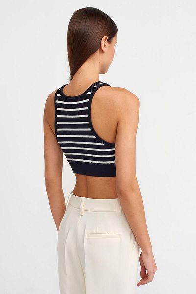 Dilvin Black Striped Crop 10377