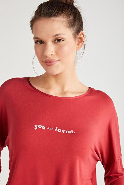 Catherine's Kadın Uzun Kol Kırmızı Pijama Takım C9T0N6O2