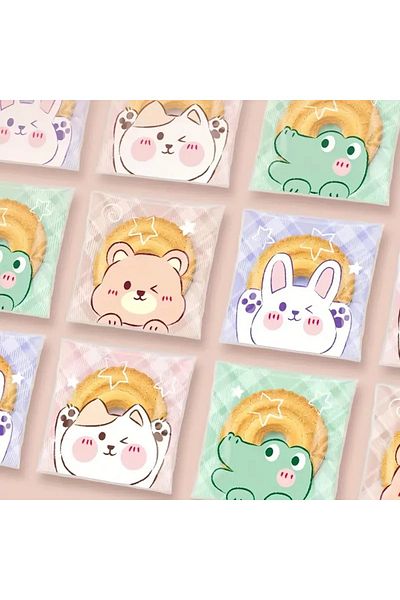 PABALAS 10 Pcs Cute Animals Pattern-Designed Self-Adhesive, Candy & Cookie Bags