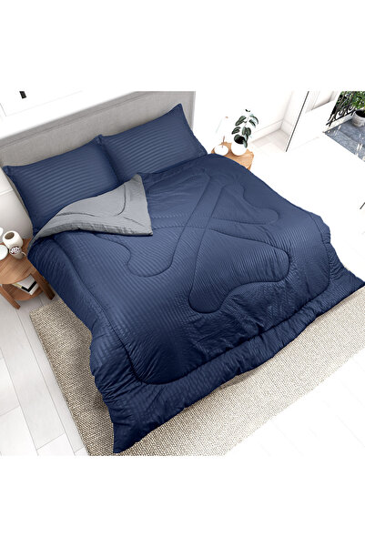 Hotel Linen Klub Stripe Reversible  Comforter Set- Ultra Soft  Microfiber Fabric, Soft Siliconized Fiber Filling