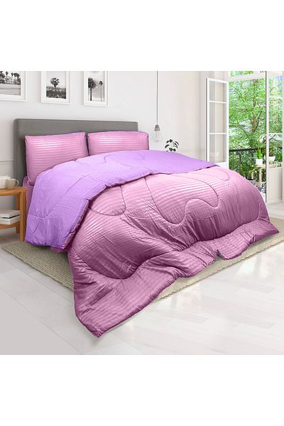 Hotel Linen Klub Stripe Reversible  Comforter Set- Ultra Soft  Microfiber Fabric, Soft Siliconized Fiber Filling