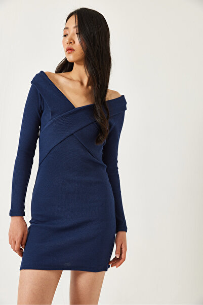 Bianco Lucci Rochie lungă pentru femei cu guler încrucișat 2448 60261203