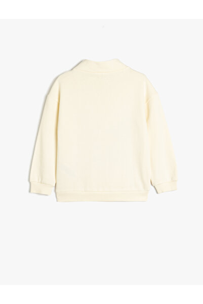 Koton Kaplan Baskılı Fermuar Detaylı Pamuklu Şardonlu Sweatshirt