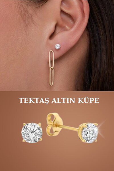 Hepimitu Tektaş Altın Küpe