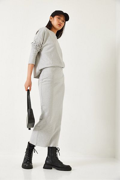 Bianco Lucci Women's Crew Neck Long Sleeve Skirt Bottom Top Suit 0182 60261207