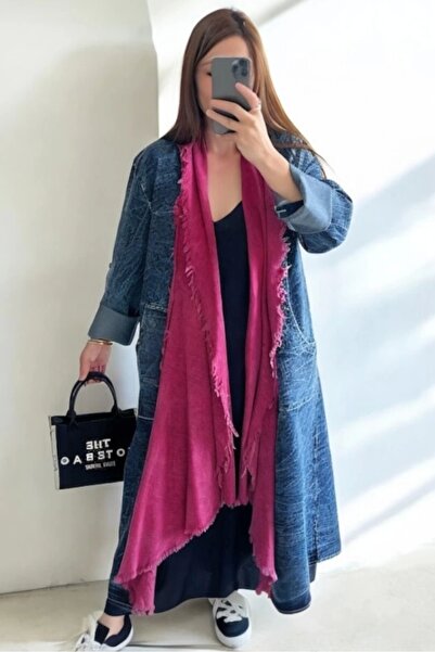 Butik قفطان من قماش الدنيم المزخرف بالقطن الفوشيا من Fezka