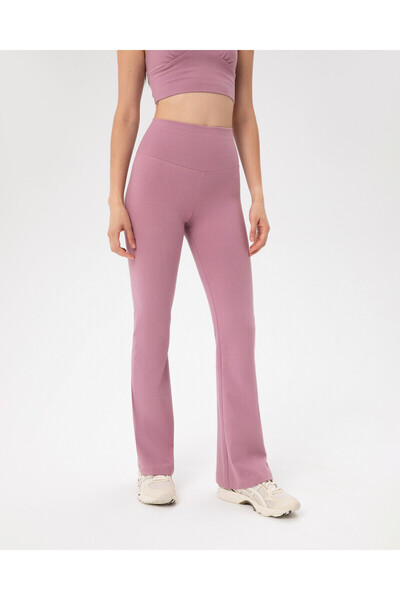 Ayma Active Pink High Waist Organic Cotton Flared Leg Leggings