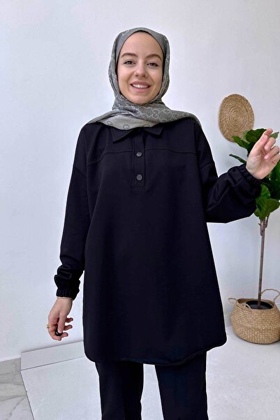 Ka Hijab Set Hijab Guler Camasa Doua Fire - Negru