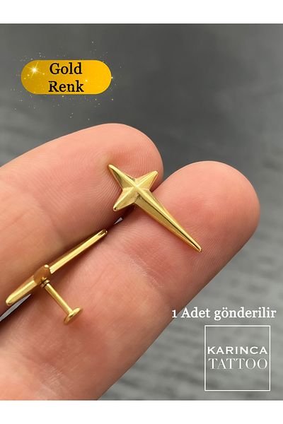 Karınca Piercing Gold Color Star Elite Quality Ear Tragus Flat Piercing