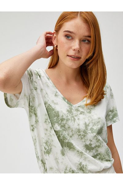 Koton Batik Look T-Shirt V Neck