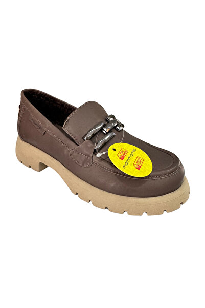 Mammamia D24KA-3235 TOKA DETAYLI HAKİKİ DERİ 3,5 CM KALIN TABAN LOAFER AYAKKA...