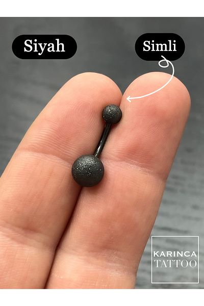 Karınca Piercing Surgical Steel Belly Piercing - Black Glitter Belly Piercing