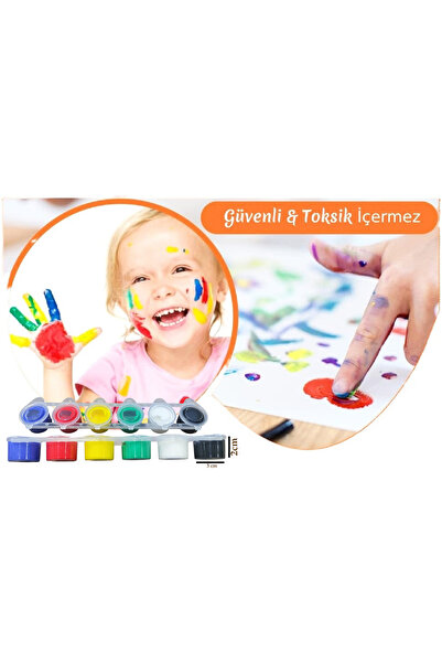 Ayver 6'LI MİNİ 6 AYRI RENK SU BAZLI PARMAK VE YÜZ BOYASI HOBİ BOYALARI