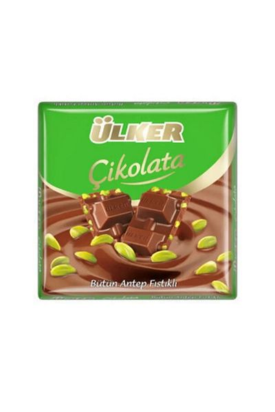 Ülker Milk Square Chocolate with Whole Pistachios 360 Grams X 6 Packs (Total 2160 Grams)