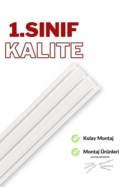 Setekshome 3 Raylı Korniş Perde Rayı Kaliteli Sağlam Ambalaj 2 Metre