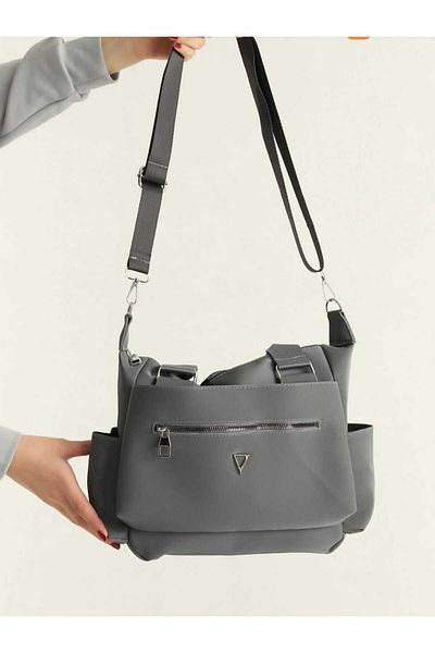 MAC&MOS Women's Gray Compartment Hand and Shoulder Bag