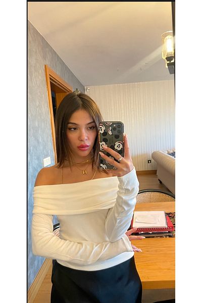 sajarsln Saja Rsln Madonna Μακρυμάνικη Μπλούζα Carmen Collar - Λευκό