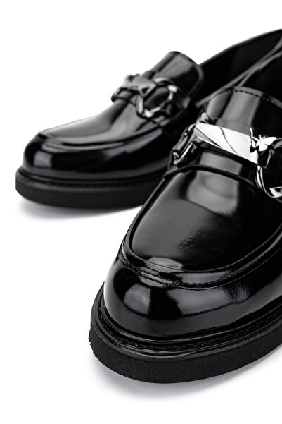 Tamer Tanca Kadın Vegan Siyah Açma Loafer Ayakkabı