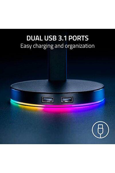 RAZER Base Station V2 Chroma Headset Stand Holder/Chroma RGB Lighting/USB Port - Black