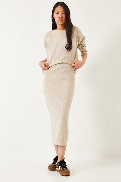 Bianco Lucci Women's Crew Neck Long Sleeve Skirt Bottom Top Suit 0182 60261207