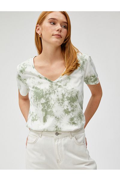 Koton Batik Look T-Shirt V Neck