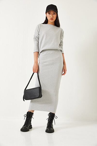 Bianco Lucci Women's Crew Neck Long Sleeve Skirt Bottom Top Suit 0182 60261207