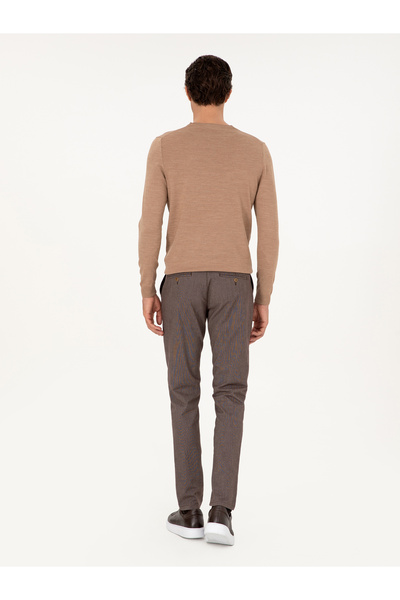 Cacharel Kahverengi Slim Fit Pamuk Karışımlı Kanvas Pantolon 50292336-VR029