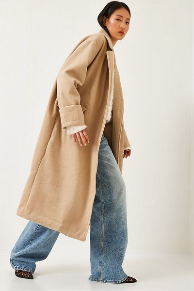 Bianco Lucci Women's Double Pocket Sleeve Folded Cashmere Coat 38138 60351289