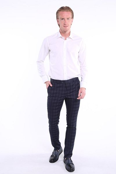 intersivin Men's Slim Fit Checked Pattern Fabric Trousers